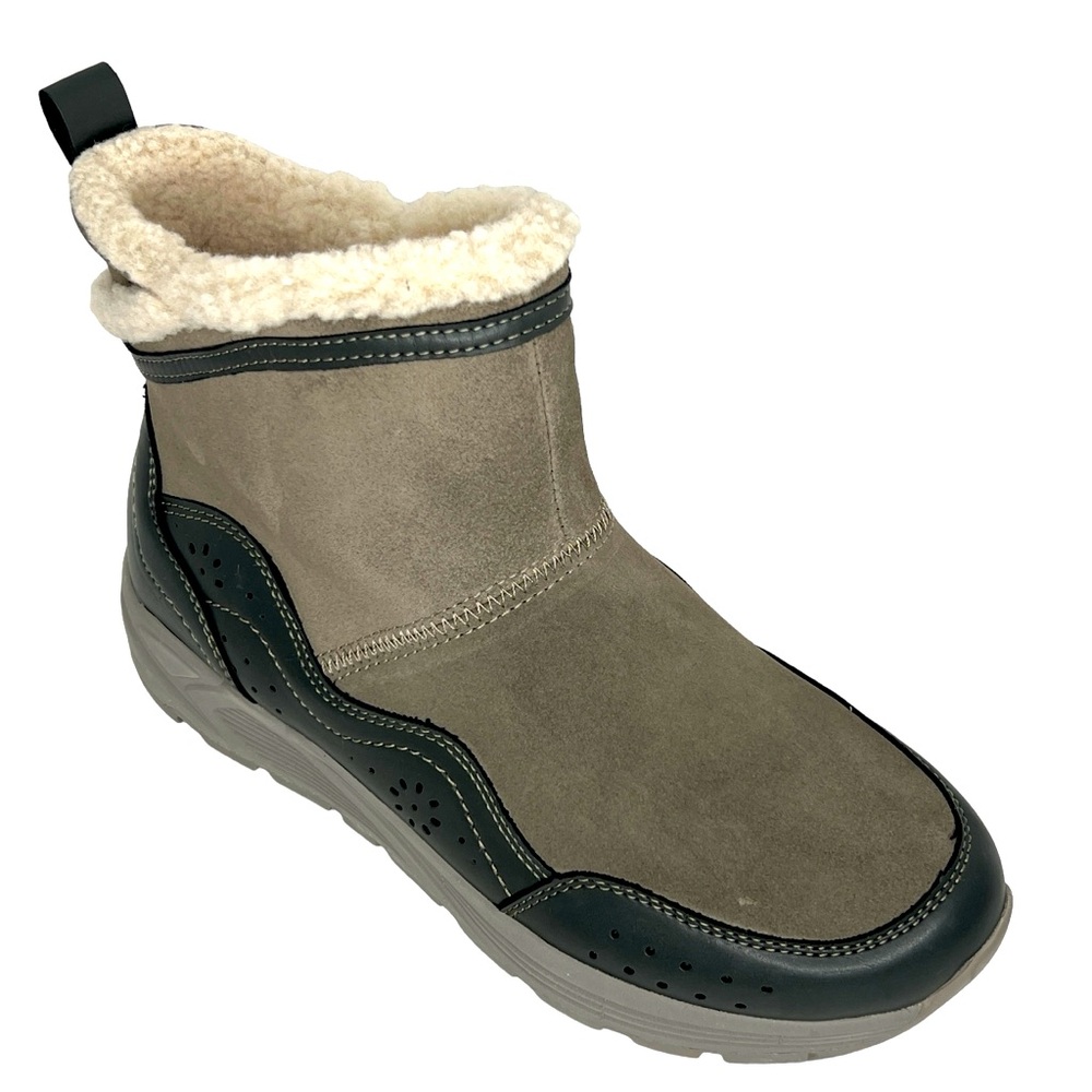Earth Journey Verve Gray Leather Faux Fur Lining Waterproof Boots Size 10M